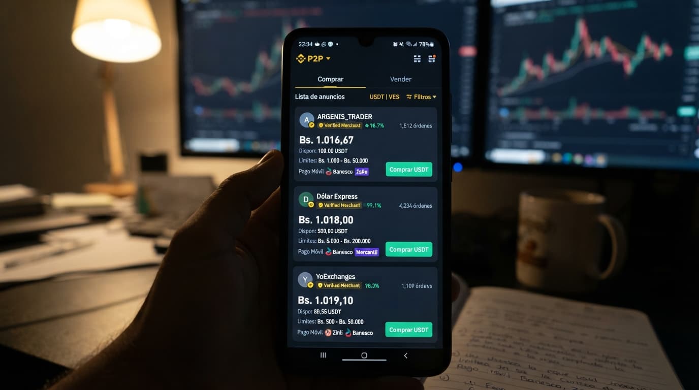 USDT/VES: spread de 11,88% en P2P frente a 0,25% en el order book